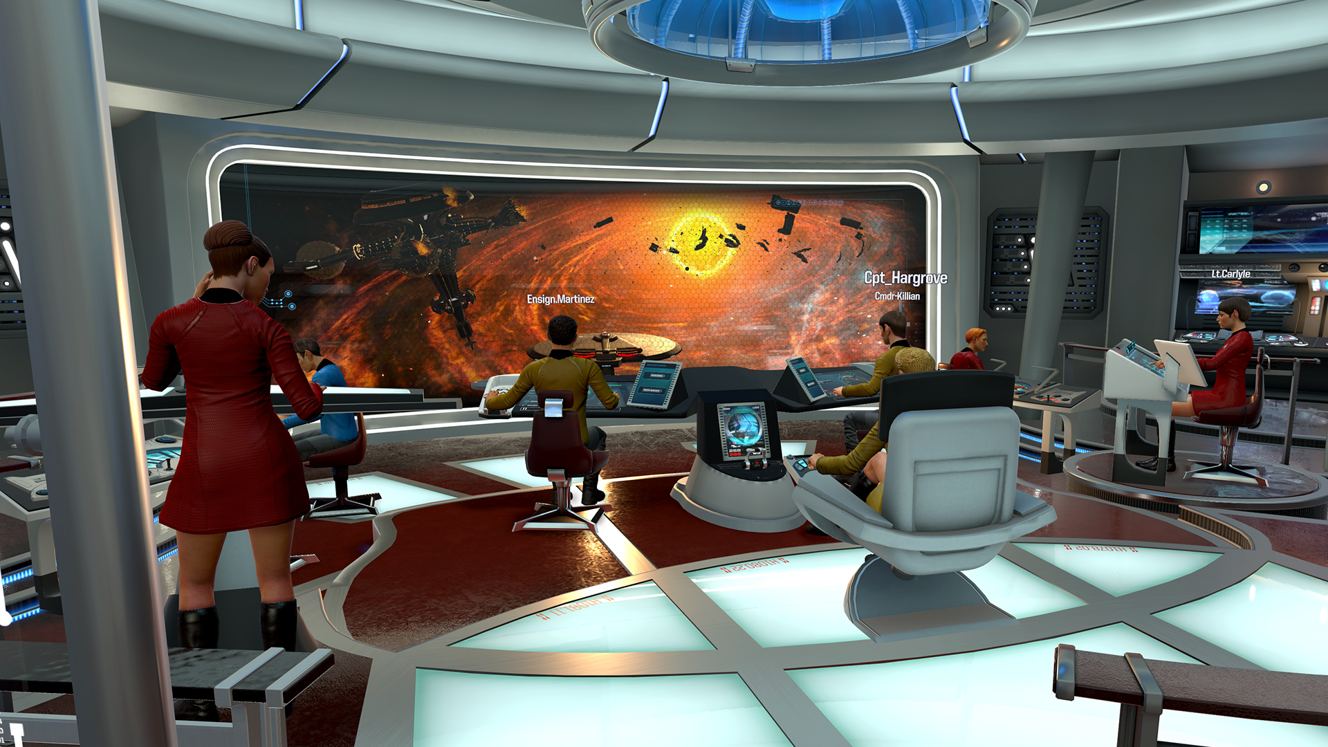 Star Trek Brucke Crew Teaming Up Auf Dem Aegis Und