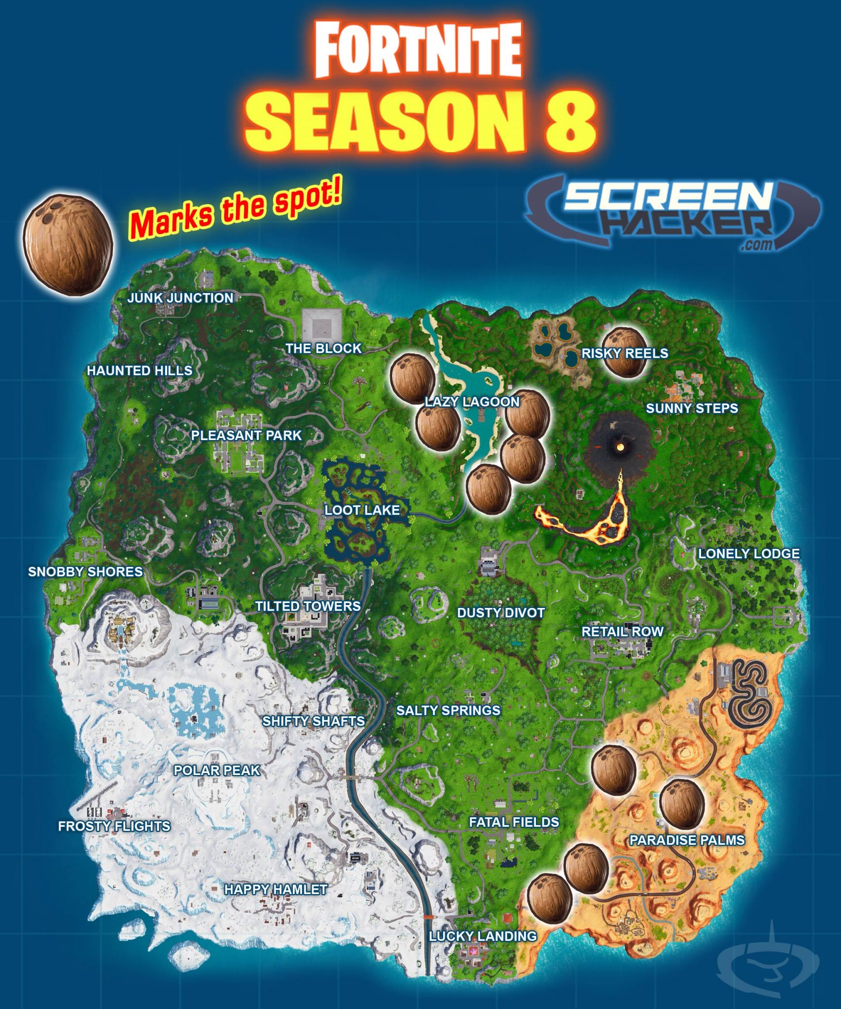 fortnite season 8 coconut location map hd - fortnite bowling map
