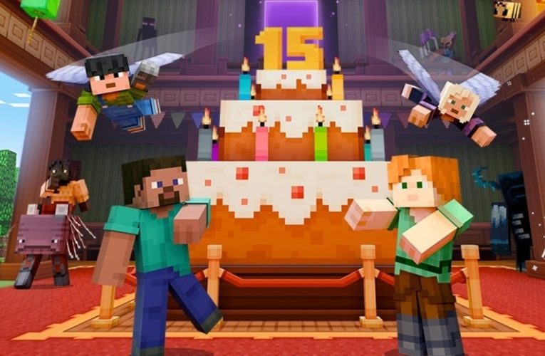 Minecraft fait la fête 15 Années avec carte d'anniversaire gratuite